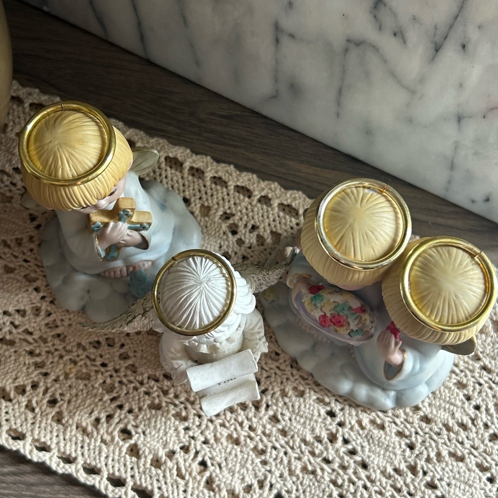 Angel Figurines Bundle of 3 Gold Halos Sweet Faces Friendship Confirmation Love - Picture 3 of 13